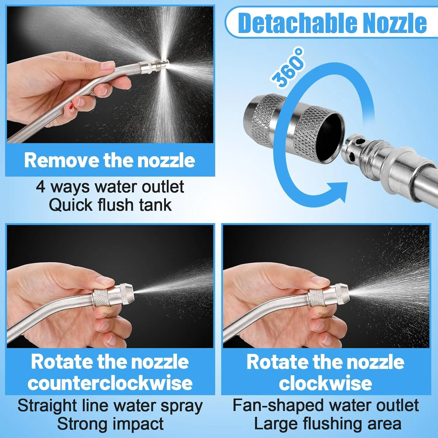 PAMASE 5Pcs RV Water Heater Anode Rod & Flush Wand & Element Socket Set - 9.25"L x 3/4"NPT Thread Magnesium Rod for Suburban, Mor-Flo, with Dual Hex Wrench, Camper Hot Water Tank Cleaning Rinser