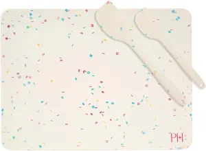 Paris Hilton Sprinkles Baking Set, Reusable Nonstick Food-Safe Silicone Baking Mat, Large and Small Spatulas, Oven Safe to 450°F, Dishwasher Safe, Made without BPA, 3-Piece Set, Multicolor