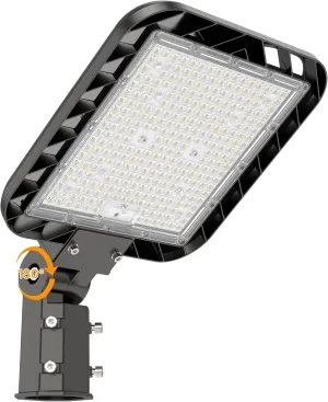 Parking Lot Light 240W 36,000LM Slip Fitter Led Street Pole Light with Dusk-to-Dawn Photocell Quick Installation Design Commercial Area Lighting for Parking Lot, Roadways ETL Listed