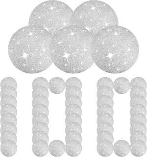 Pasimy 100 Pcs Silver Glitter Paper Place Mats 15 Inch Sparkle Round Disposable Table Mats Silver Sequin Doilies Decorative Placemats for Wedding Banquet Party Home Dining Tableware