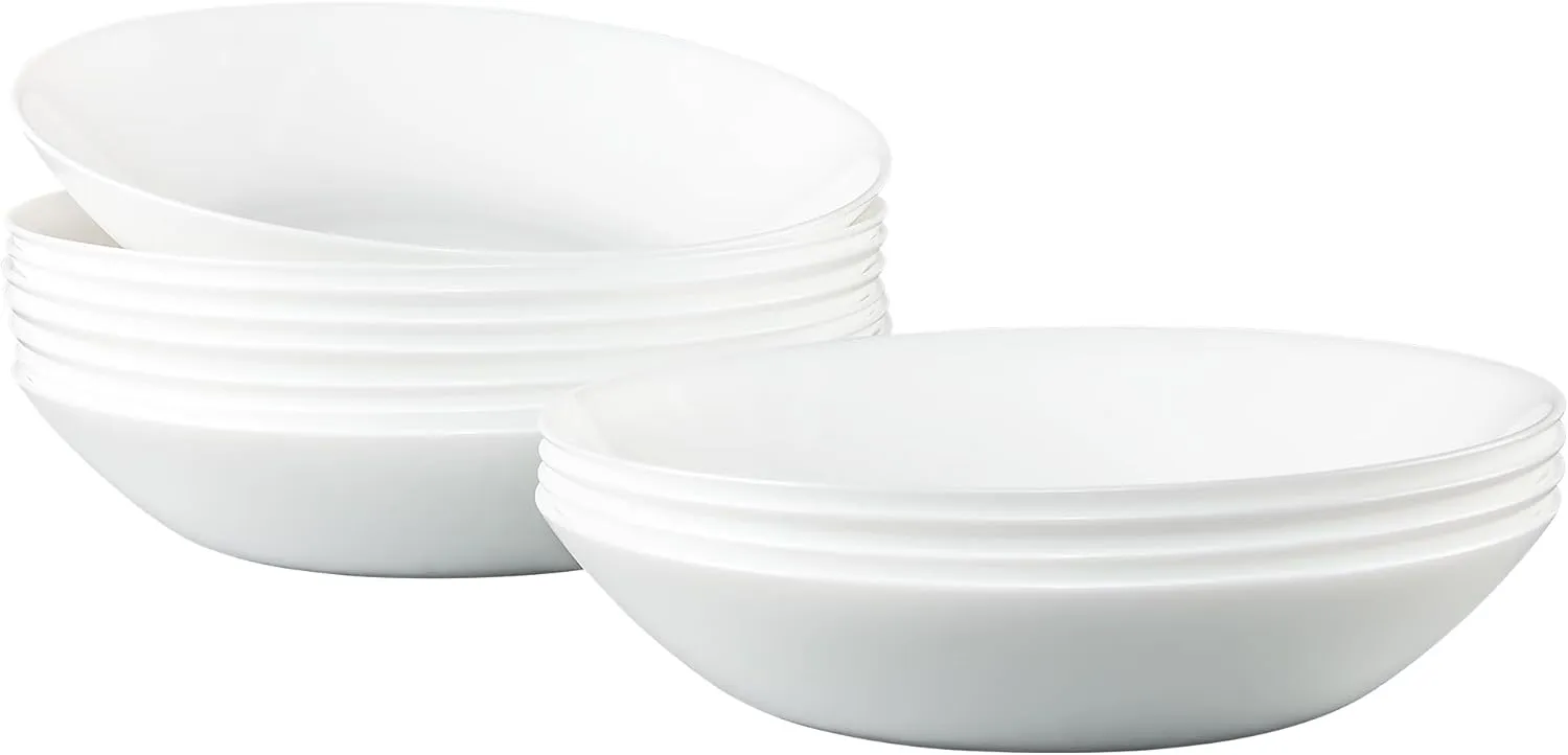 Pasta Bowls Set of 12, Tempered Glass Salad Bowls, 7-4/5-Inch Round Serving Bowls, Microwave & Dishwasher Safe Glass Bowls Set