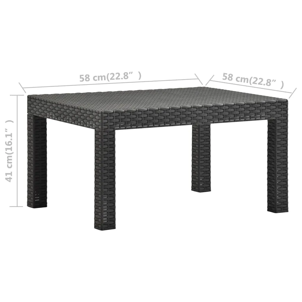 Patio Table Anthracite 22.8"x22.8"x16.1" PP Rattan