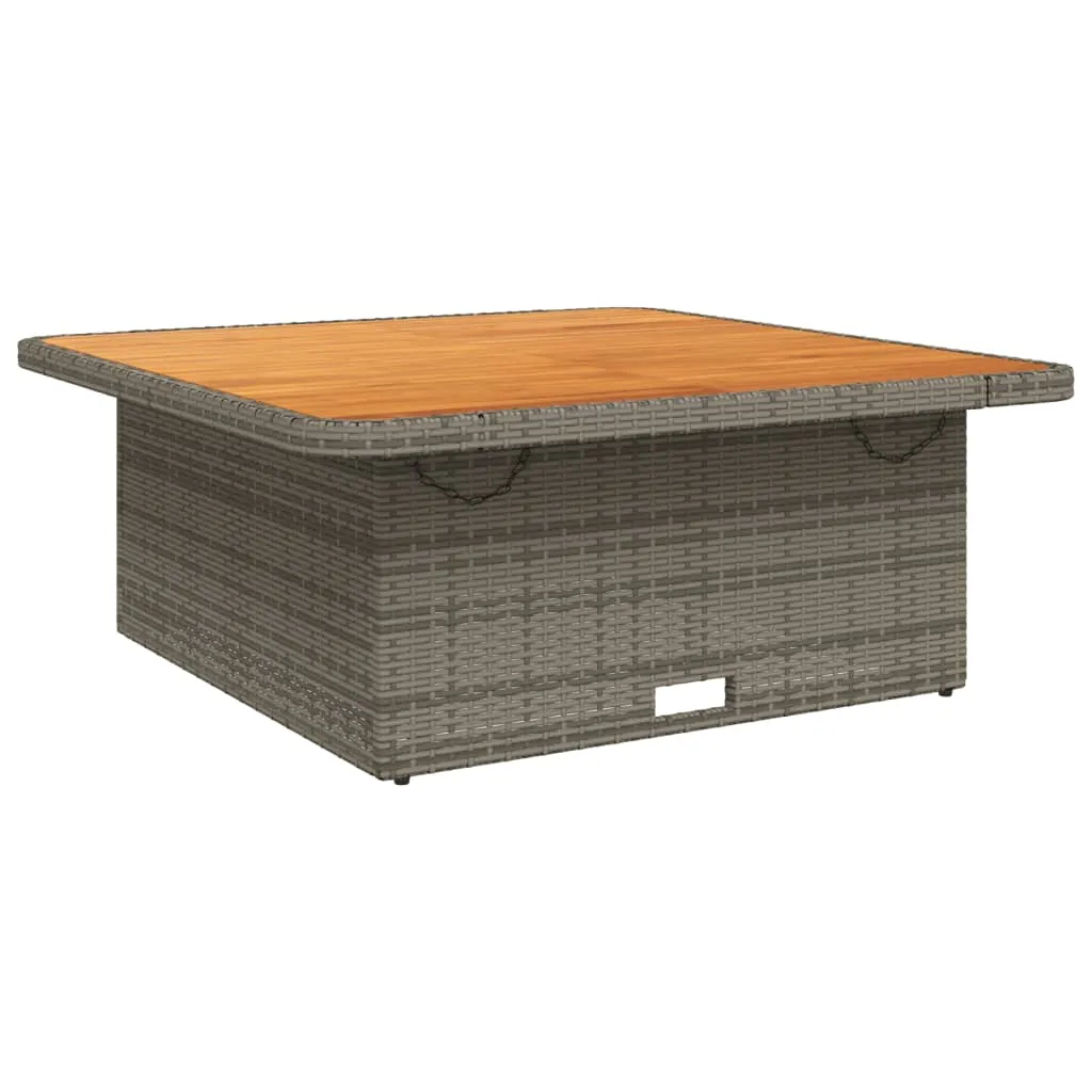 Patio Table Gray 43.3""x43.3""x28"" Poly Rattan and Acacia Wood