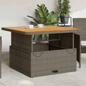 Patio Table Gray 43.3""x43.3""x28"" Poly Rattan and Acacia Wood