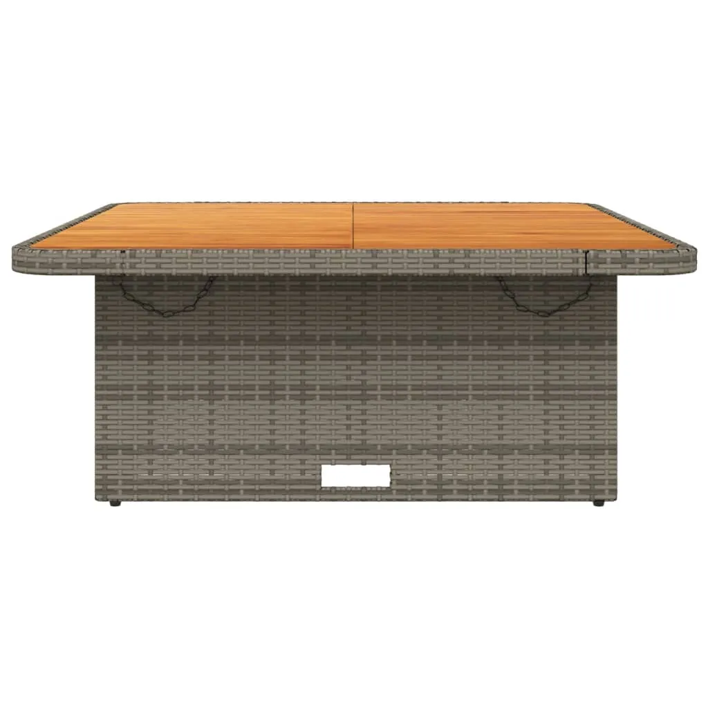 Patio Table Gray 43.3""x43.3""x28"" Poly Rattan and Acacia Wood