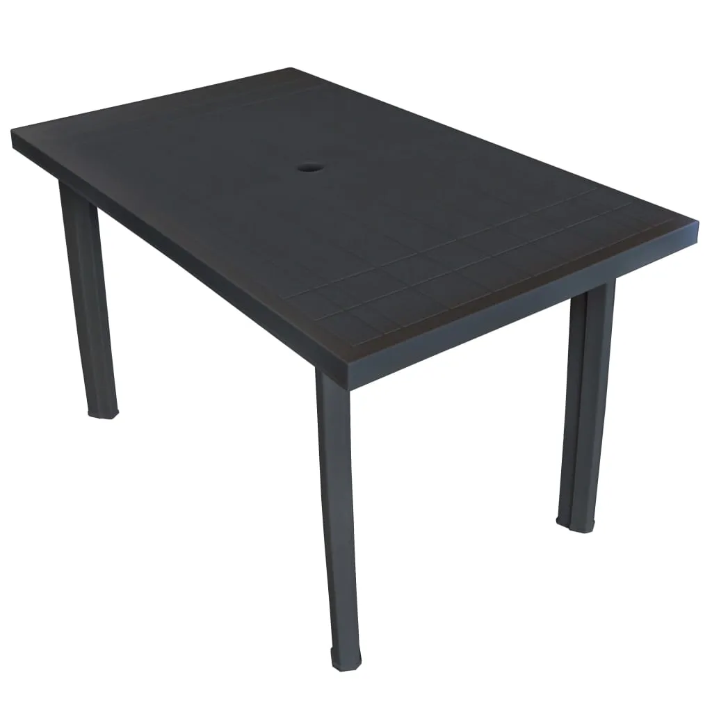 Patio Table Outdoor Garden Deck Dining Table with Umbrella Hole Plastic