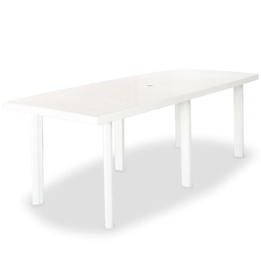 Patio Table Outdoor Garden Deck Dining Table with Umbrella Hole Plastic