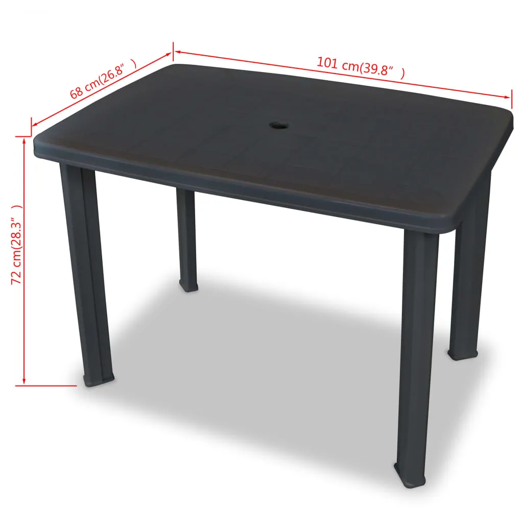 Patio Table Outdoor Garden Deck Dining Table with Umbrella Hole Plastic