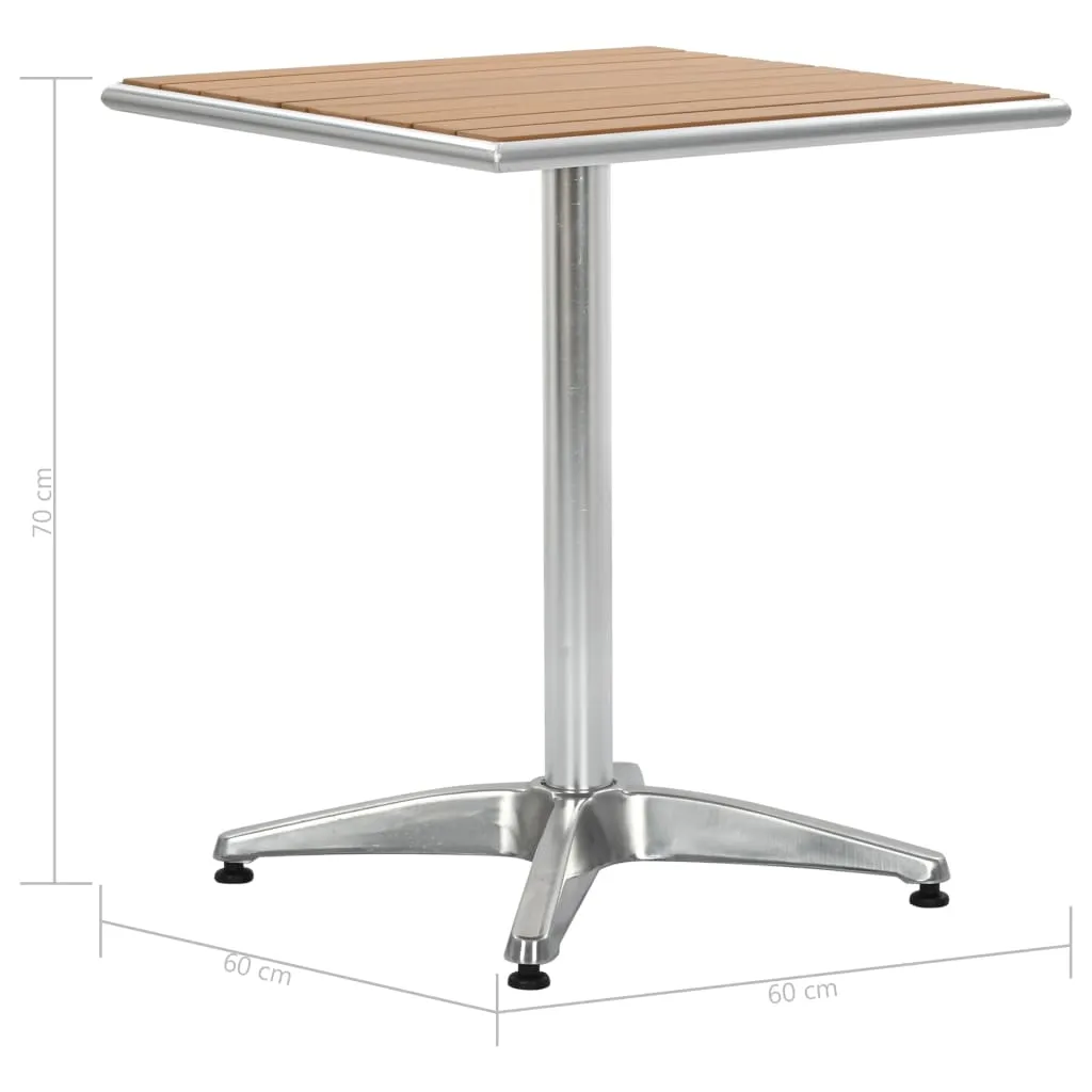 Patio Table Silver 23.6"x23.6"x27.6" Aluminum and WPC