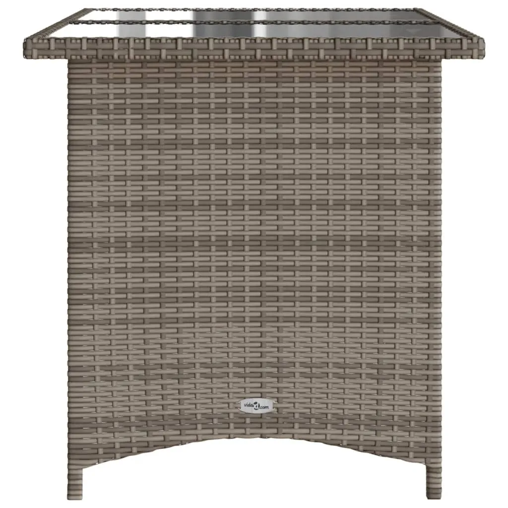 Patio Table with Glass Top Gray 43.3"x26.8"x27.6" Poly Rattan