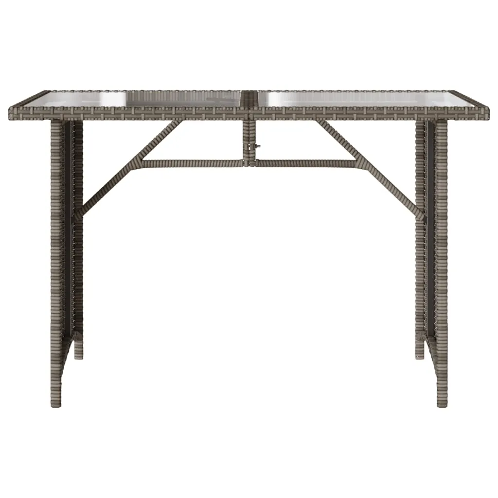 Patio Table with Glass Top Gray 43.3"x26.8"x27.6" Poly Rattan