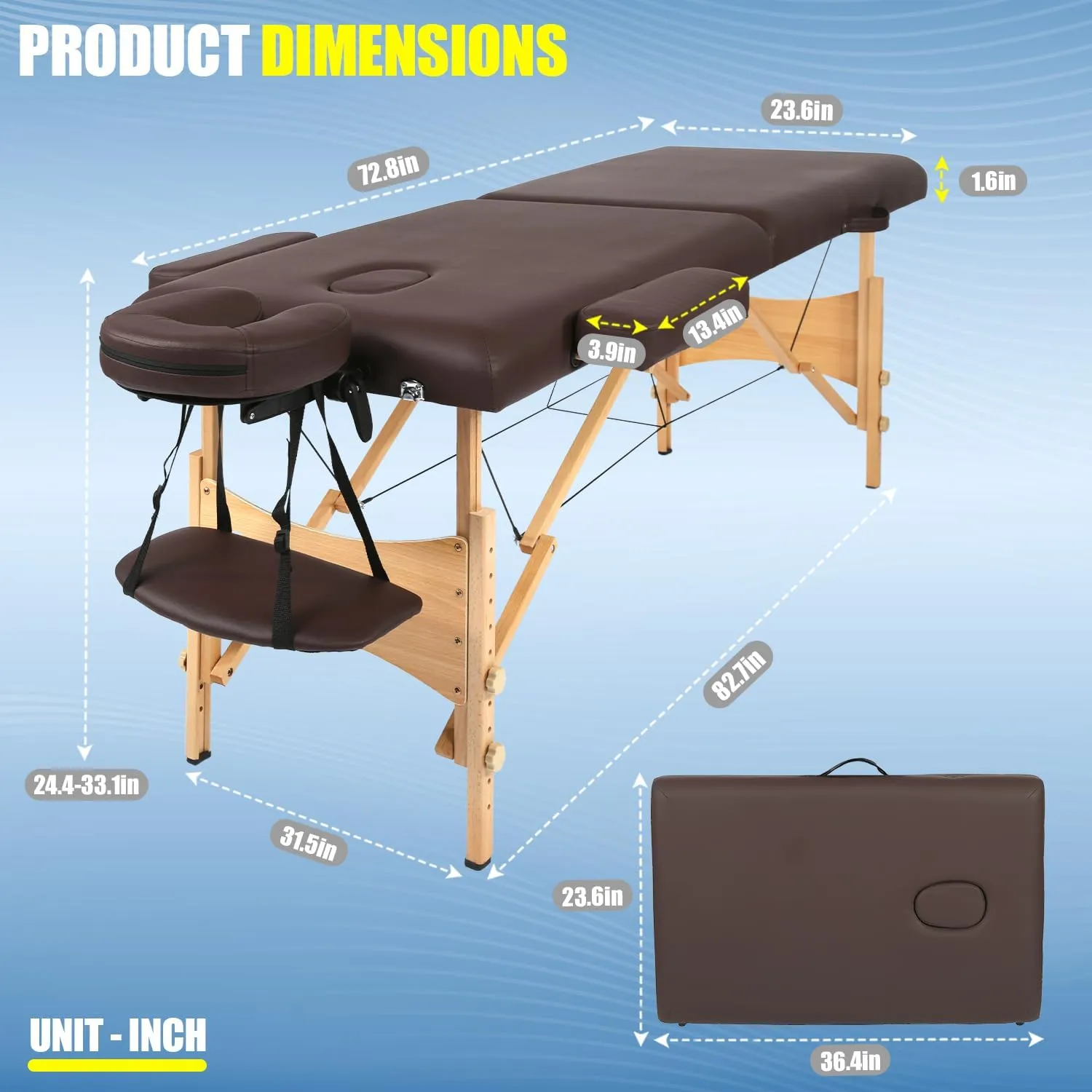 PayLessHere Massage Bed Portable Massage Table 24 inche Wide Lash Bed 2 Folding Heigh Adjustable Spa Table with Non-Woven Bag for Spa Footmassage Facial CareSpa Tattoo