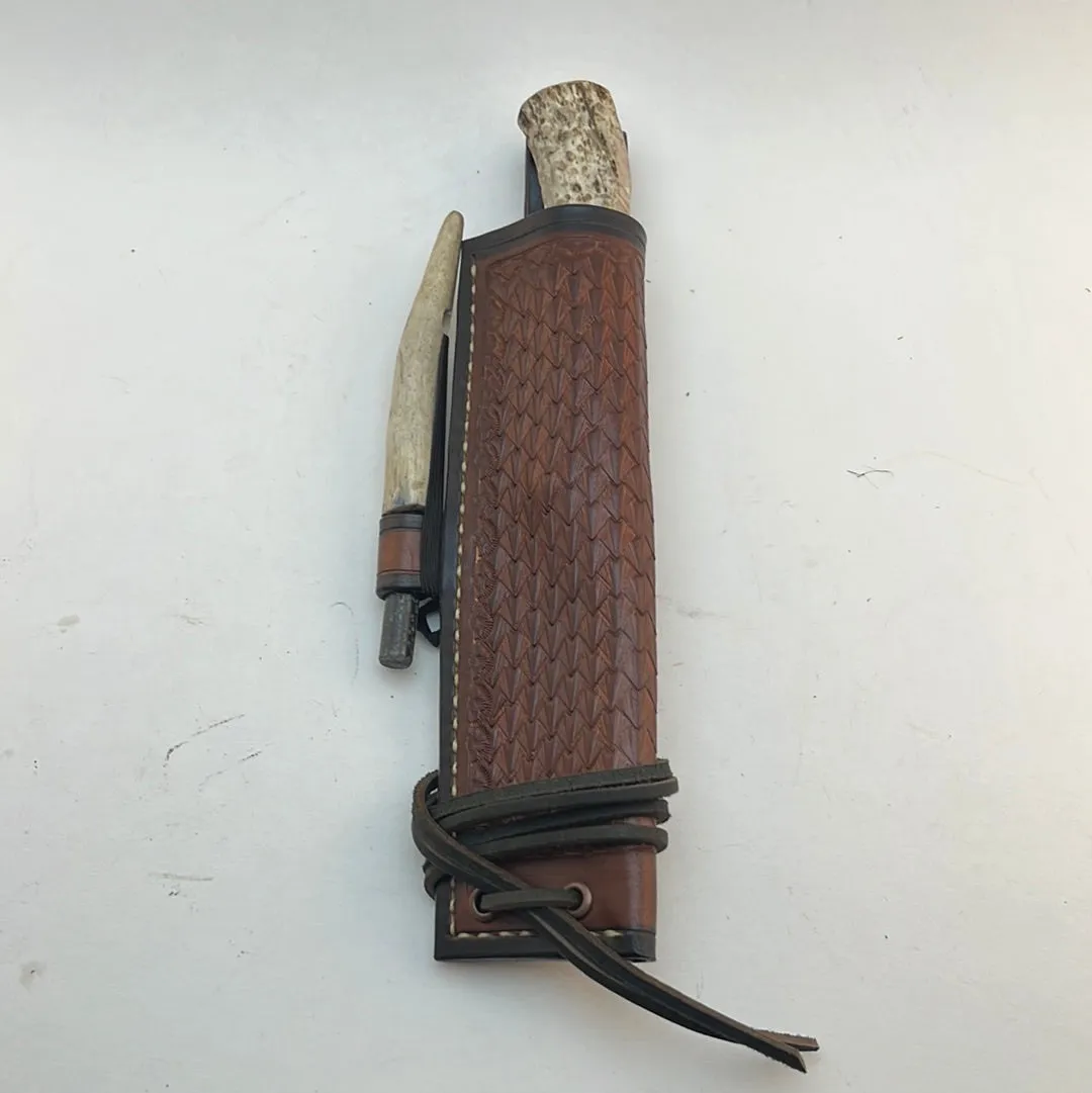 Pecks Woods Leather - Knife, Ferro Rod, and Leather sheath #72