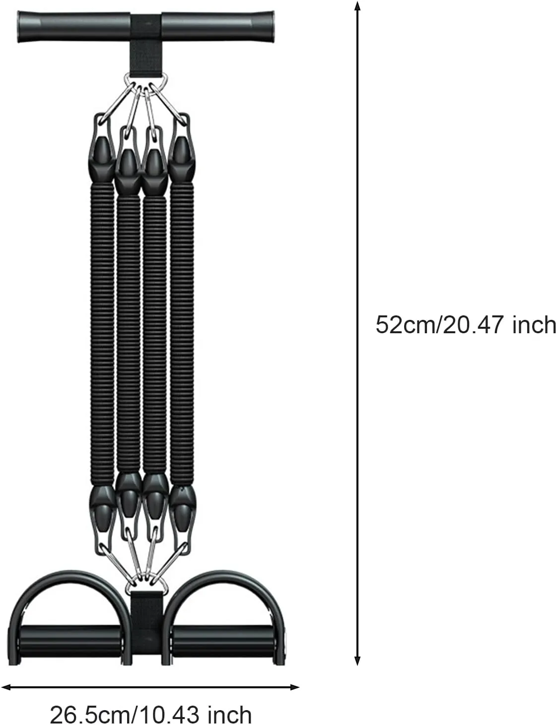 Pedal Resistance Band with Handles – 4 Tube Stirrup Puller Exerciser, Multifunction Tension Rope Sit Up Equipment for Full Body Fitness & Leg Training at Home