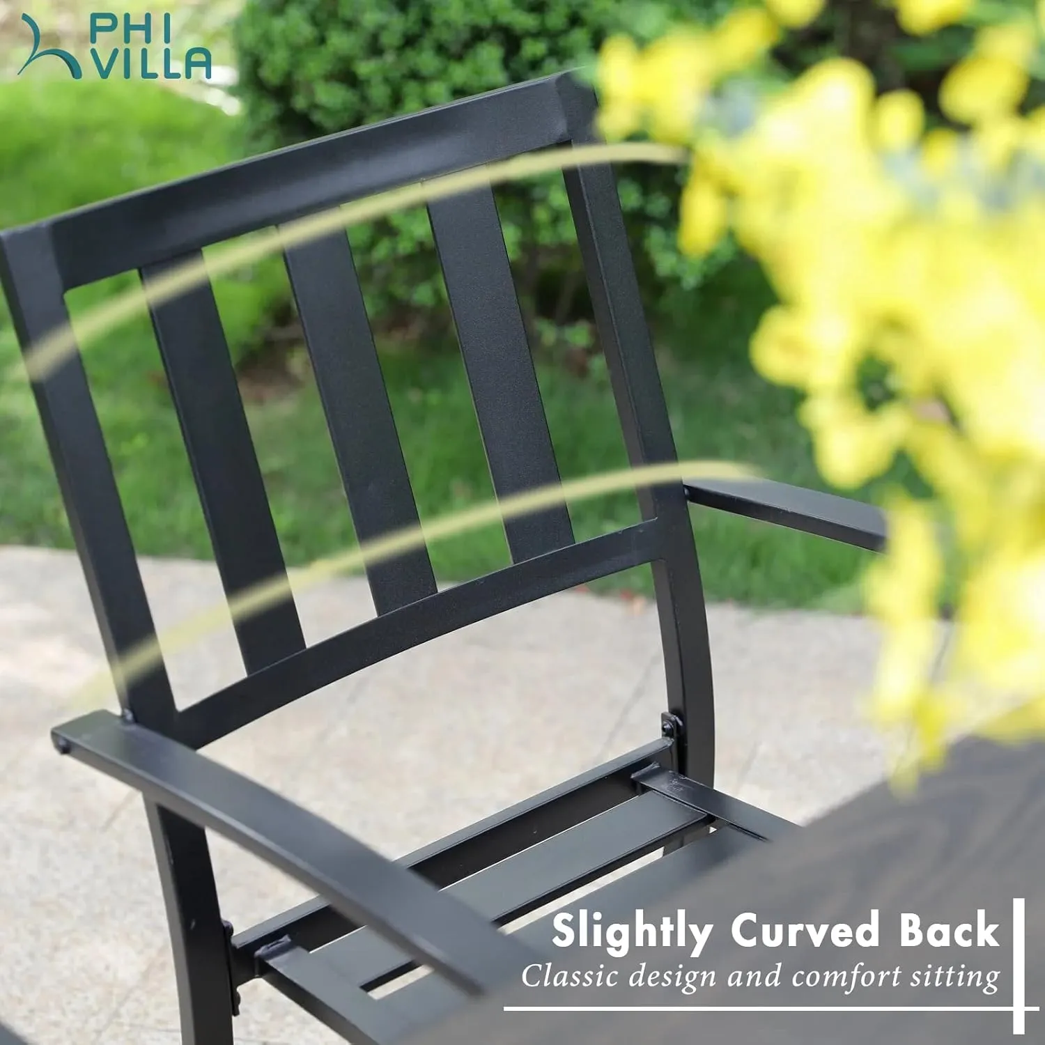 PHI VILLA 6 Pieces Patio Metal Dining Chairs, Outdoor Wroght Iron Seating Dining Chairs, Stackable Bistro Chair for Garden, Backyard, Lawn, Supports 300 lbs