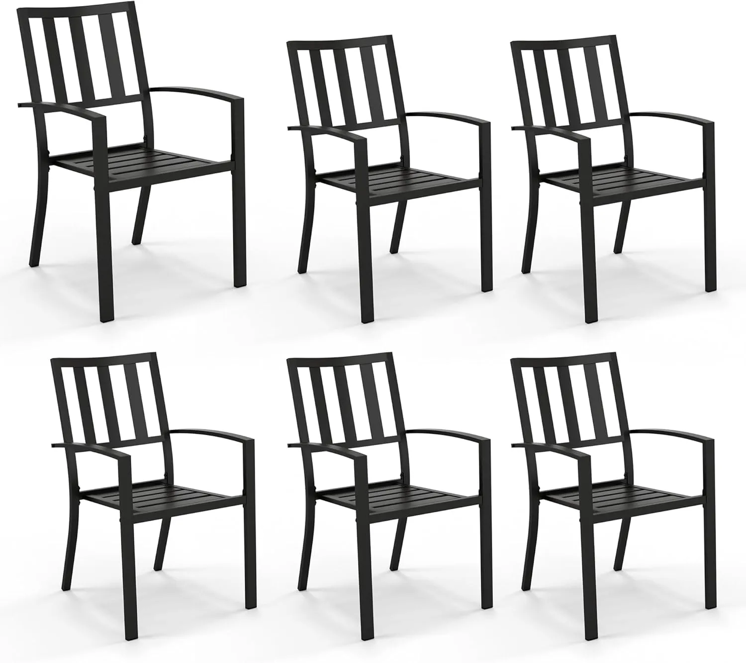 PHI VILLA 6 Pieces Patio Metal Dining Chairs, Outdoor Wroght Iron Seating Dining Chairs, Stackable Bistro Chair for Garden, Backyard, Lawn, Supports 300 lbs