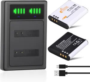 Pickle Power 2 Pack LI-92B LI-90B Battery and LED Dual Charger Compatible with Olympus Tough TG-5 TG-6 TG-4 TG-3 TG-2 TG-1 TG-Tracker SH-50 iHS SH-60 XZ-2 iHS SH-1 SH-2 SP-100