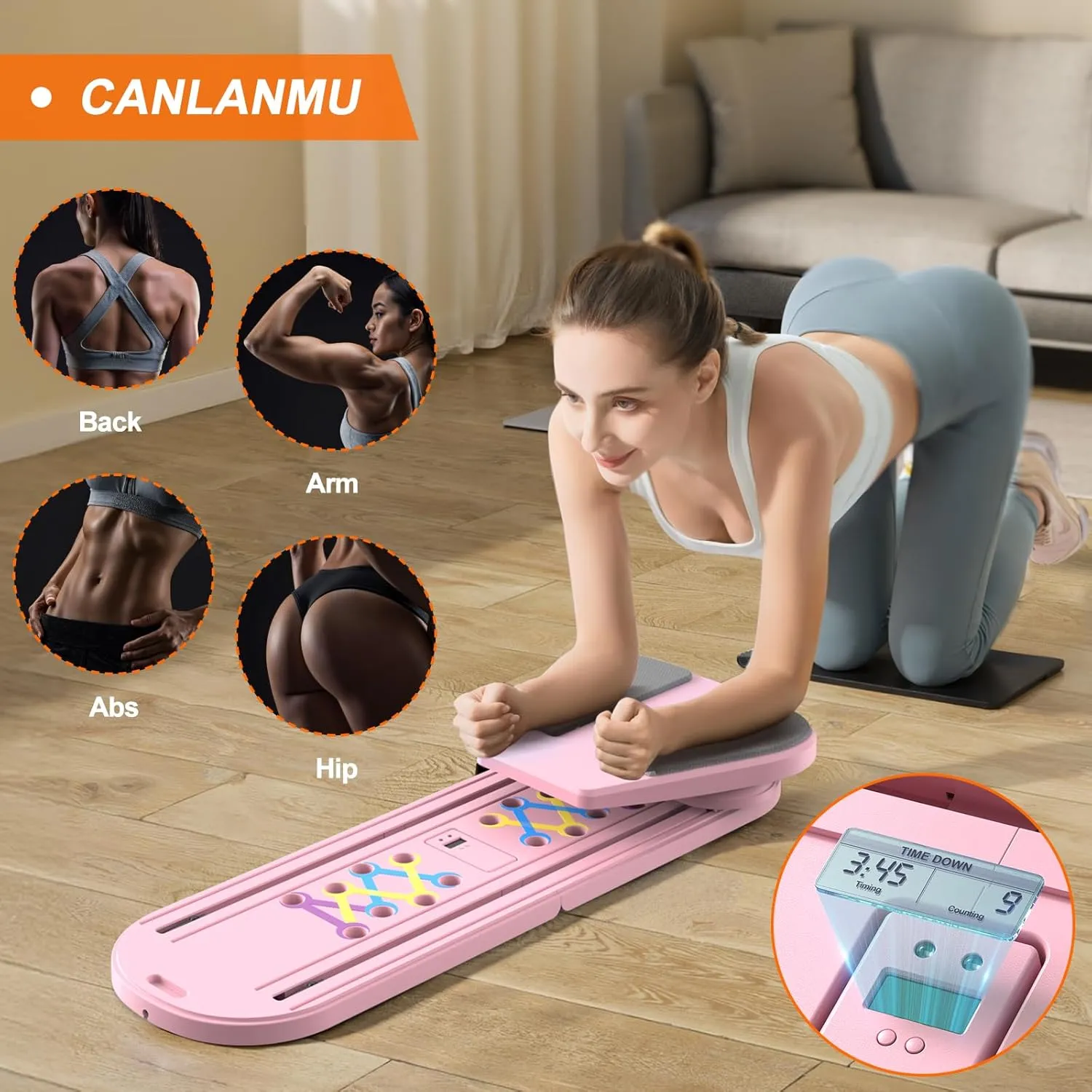 Pilates Board,Multifunctional Rebound Abdominal Board,Foldable Pilates Reformer Set,Ab Core Trainer Machine,Ab Board,Exercise Board,Abs Workout Equipment for Women Men Home Gym Equipment