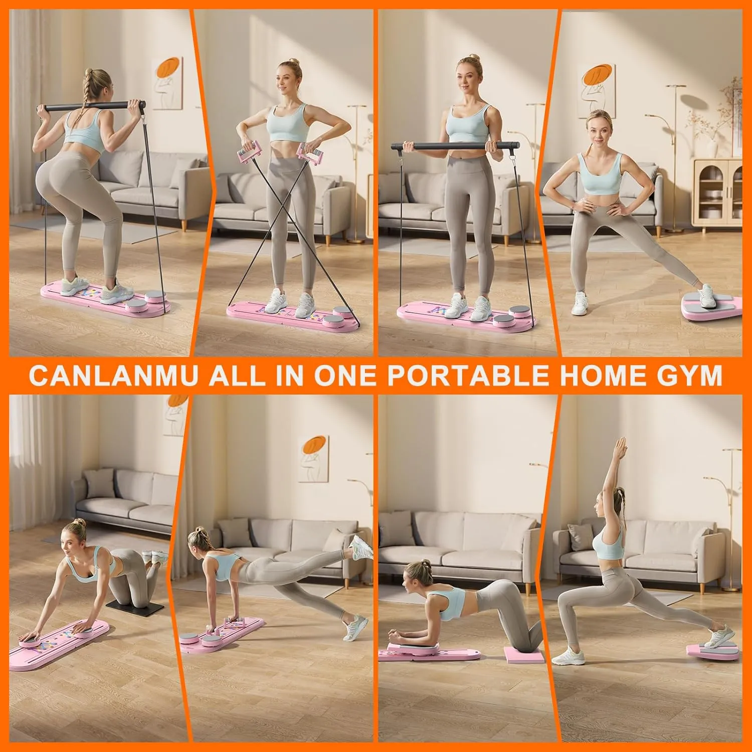 Pilates Board,Multifunctional Rebound Abdominal Board,Foldable Pilates Reformer Set,Ab Core Trainer Machine,Ab Board,Exercise Board,Abs Workout Equipment for Women Men Home Gym Equipment