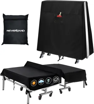 Ping Pong Table Cover Outdoor Waterproof, Table Tennis Cover Indoor & Outdoor Fits Universal 9x5 FT Tables Folding & Flat Tables with Paddles Organize Bag, 600D Oxford Fabric