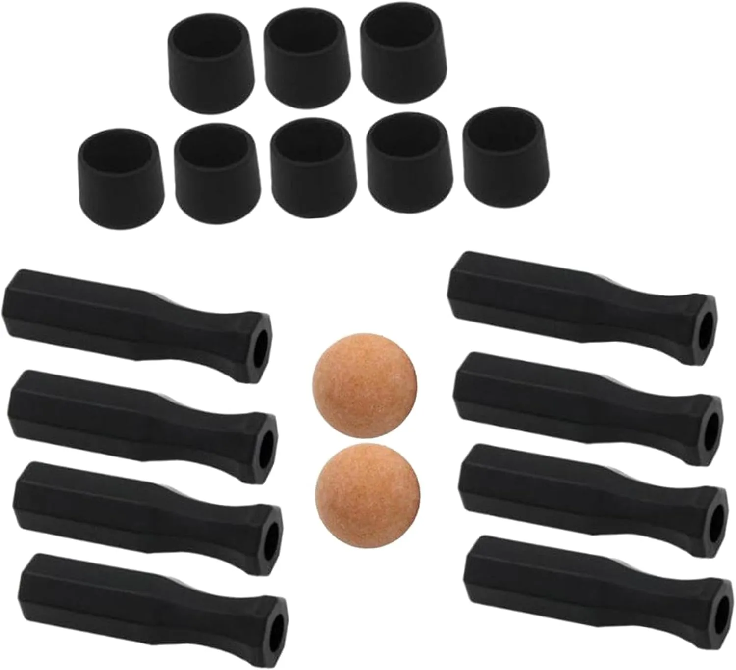pistro Foosball Table Handles 18Pcs Set Standard Lightweight Mini Table Football Game Replacement Rod End Caps- Orange Ball
