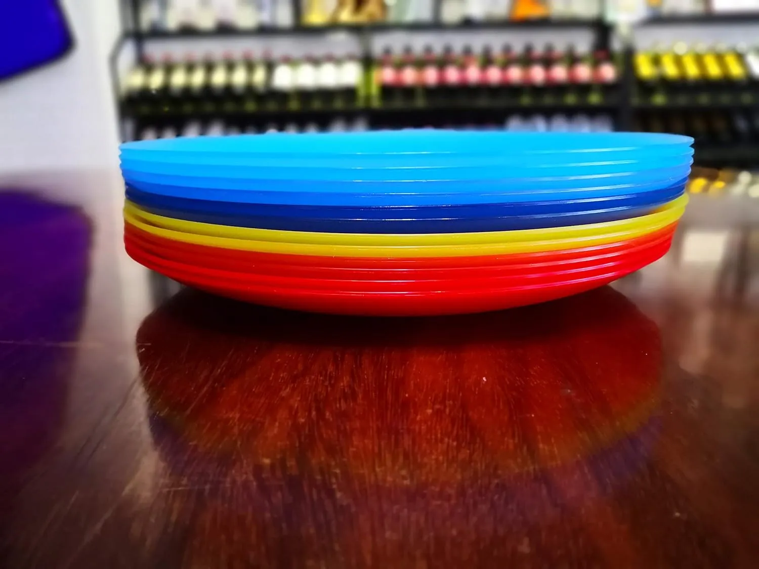 Plastic Dinner Plates Reusable - Unbreakable Lightweight Flat Plates 10 inch - BPA Free Dishwasher Safe & Microwave Colorful Plate set of 12 for Kids Kitchen Camping Outdoor