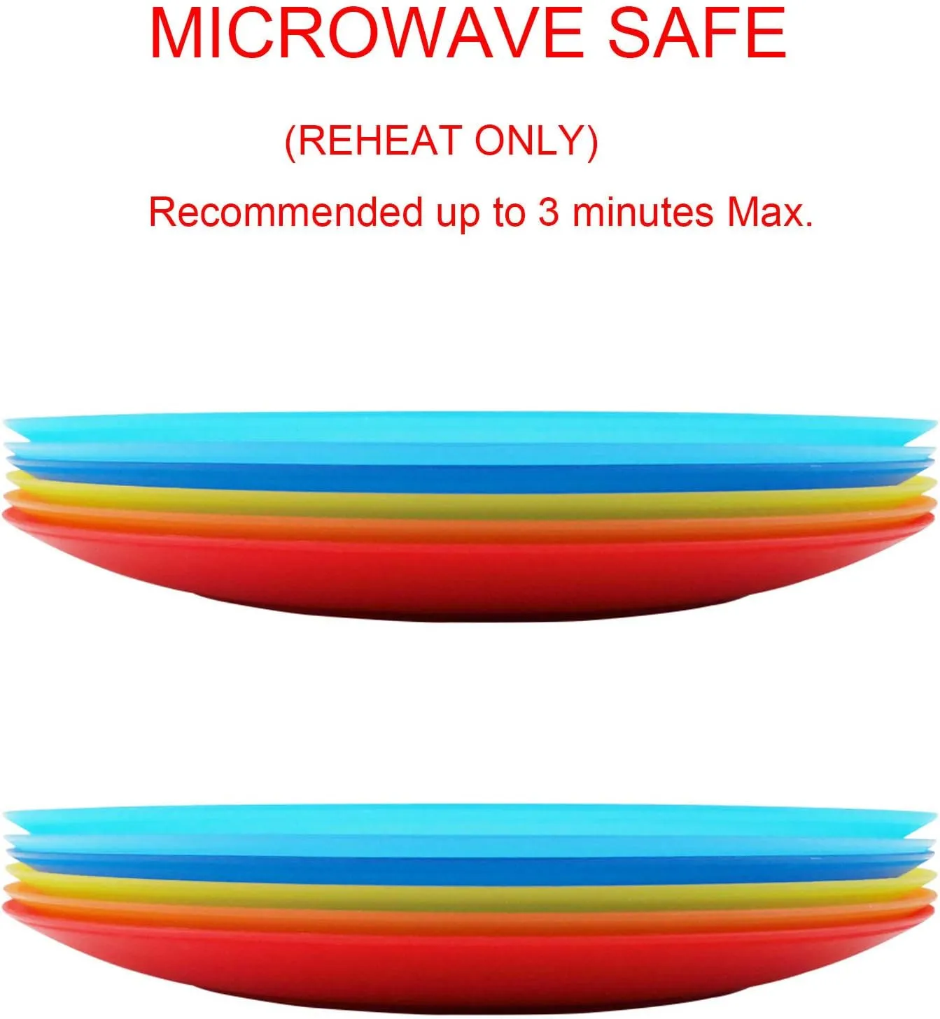 Plastic Dinner Plates Reusable - Unbreakable Lightweight Flat Plates 10 inch - BPA Free Dishwasher Safe & Microwave Colorful Plate set of 12 for Kids Kitchen Camping Outdoor