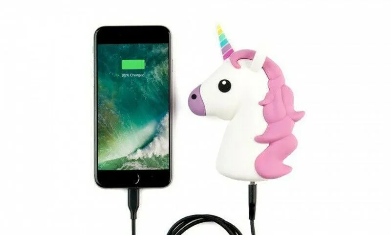 PMS 2000mAh Unicorn Power Bank With Dual Charging Lead For Smartphones