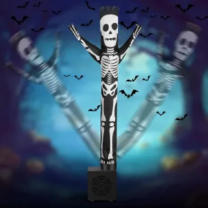 Poen Halloween Wacky Waving Mini Inflatable Tube Guy Skeleton Waving Dancing Tube Man with Blower Skeleton Halloween Horror Desktop Table Decor for Party Favors Gifts