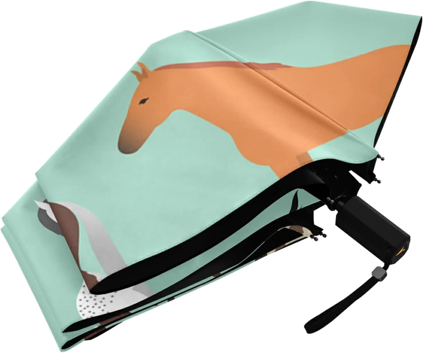 Poeticcity Folding Umbrella, Anti-UV 3 Folds Lightweight Parasol, Compact Windproof Strong Umbrellas for Car Travel Sun & Rain