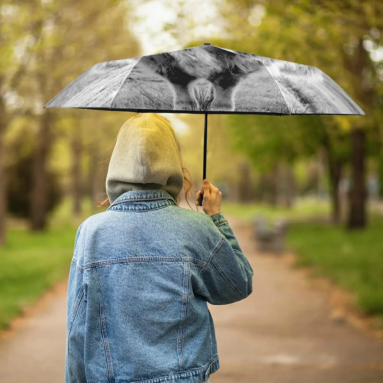 Poeticcity Folding Umbrella, Anti-UV 3 Folds Lightweight Parasol, Compact Windproof Strong Umbrellas for Car Travel Sun & Rain