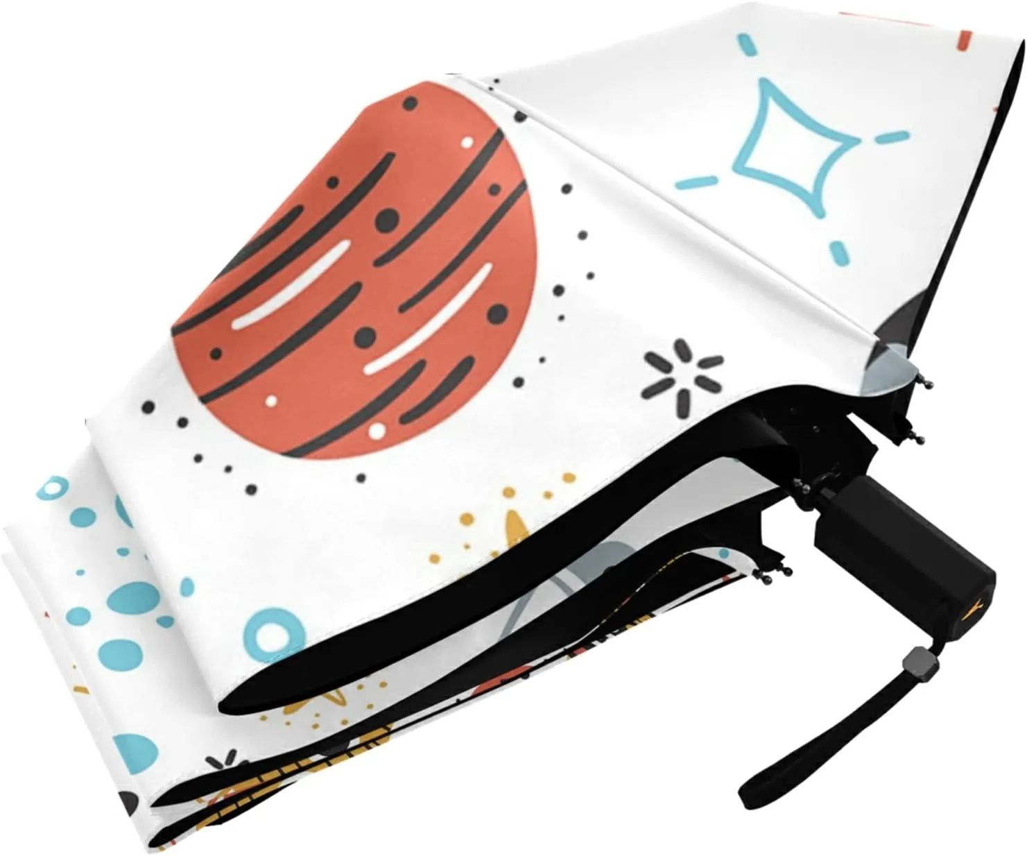 Poeticcity Folding Umbrella, Anti-UV 3 Folds Lightweight Parasol, Compact Windproof Strong Umbrellas for Car Travel Sun & Rain