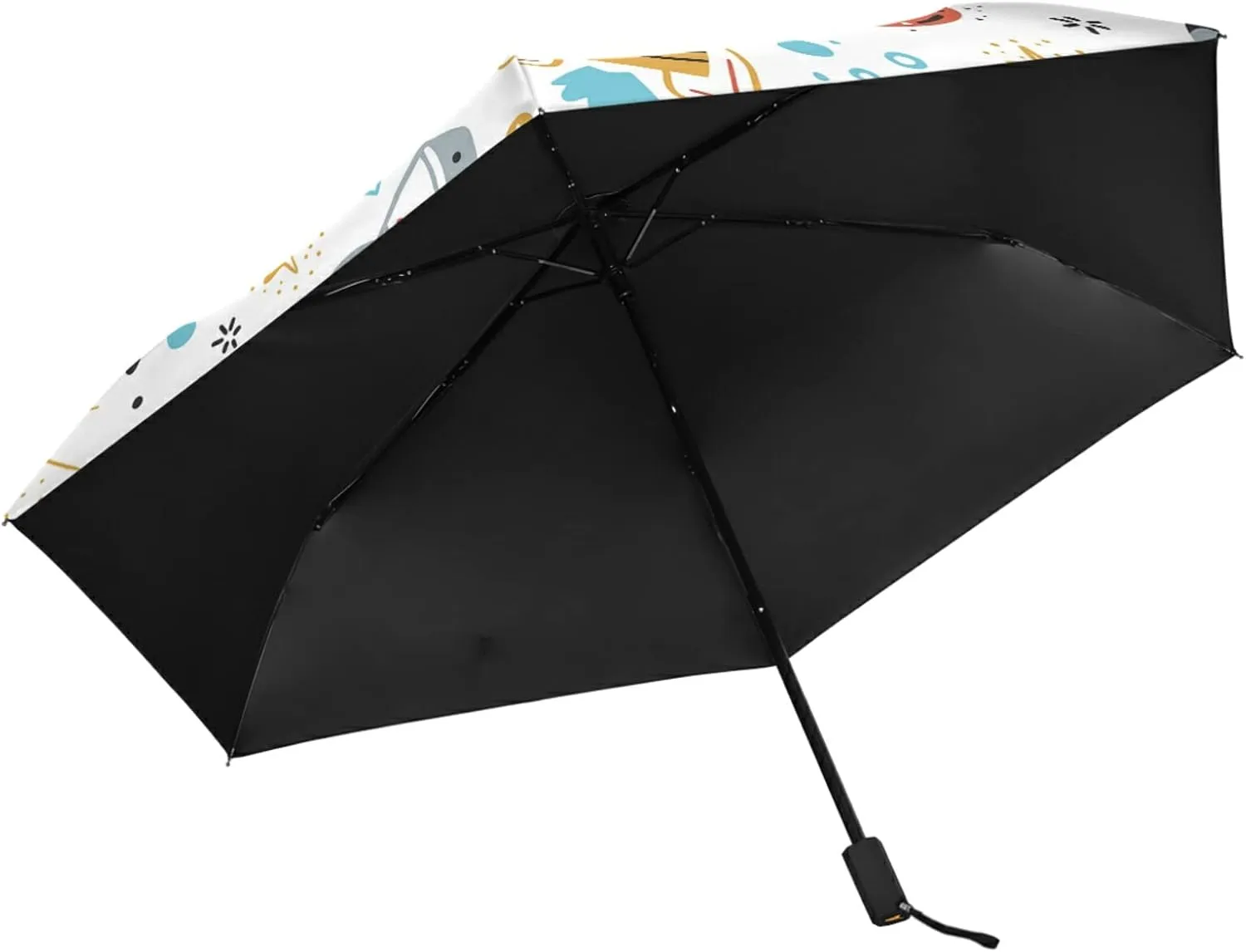 Poeticcity Folding Umbrella, Anti-UV 3 Folds Lightweight Parasol, Compact Windproof Strong Umbrellas for Car Travel Sun & Rain