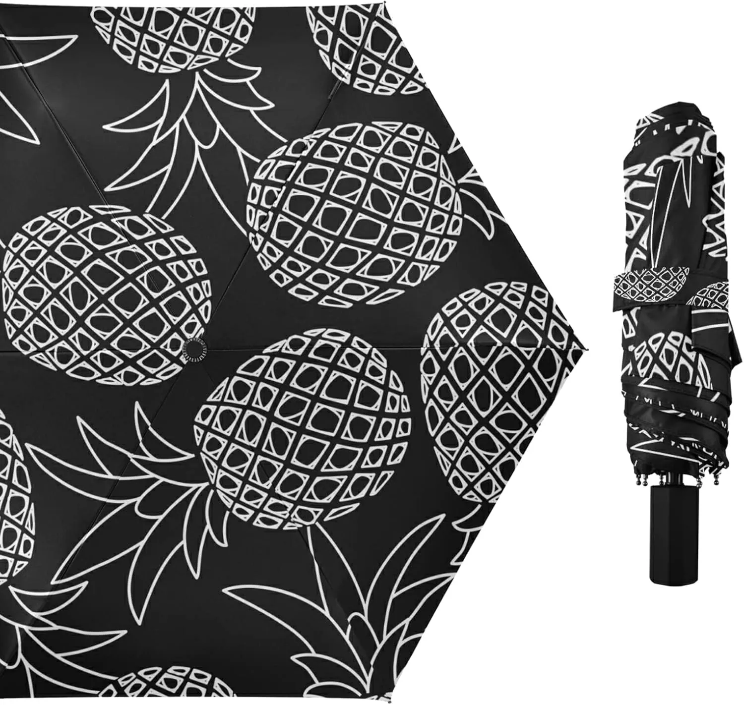 Poeticcity Folding Umbrella, Anti-UV 3 Folds Lightweight Parasol, Compact Windproof Strong Umbrellas for Car Travel Sun & Rain