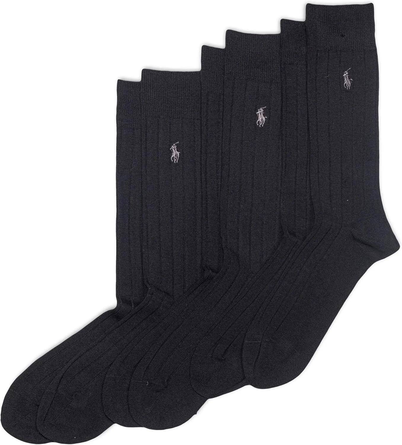 Polo Ralph Lauren Men's Cotton Ribbed Dress Crew Socks -3 Pair Pack-Soft and Lightweight Cotton Comfort