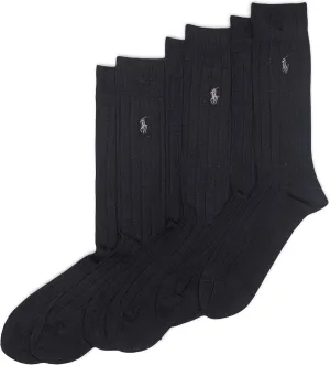 Polo Ralph Lauren Men's Cotton Ribbed Dress Crew Socks -3 Pair Pack-Soft and Lightweight Cotton Comfort