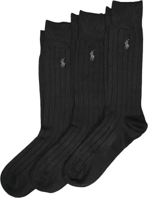 Polo Ralph Lauren Men's Super Soft Ribbed Dress Crew Socks -3 Pair Pack- Lightweight Comfort