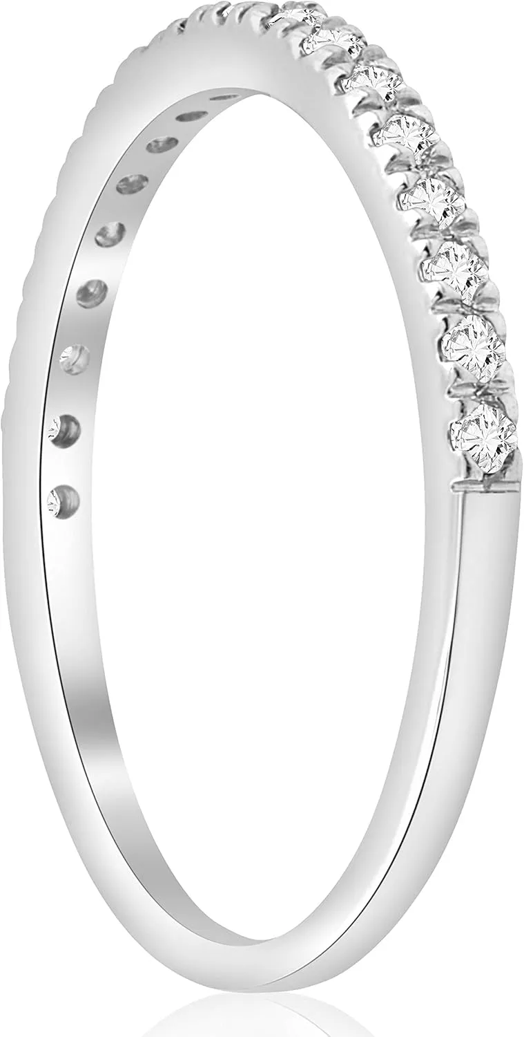 Pompeii 1/4Ct Diamond Ring Stackable Womens Wedding Band 10K White Gold