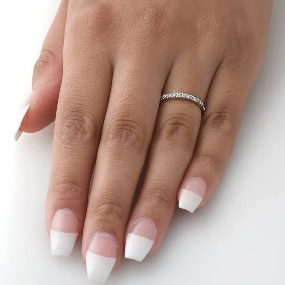 Pompeii 1/4Ct Diamond Ring Stackable Womens Wedding Band 10K White Gold