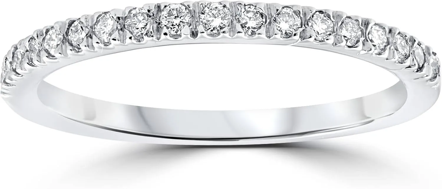 Pompeii 1/4Ct Diamond Ring Stackable Womens Wedding Band 10K White Gold