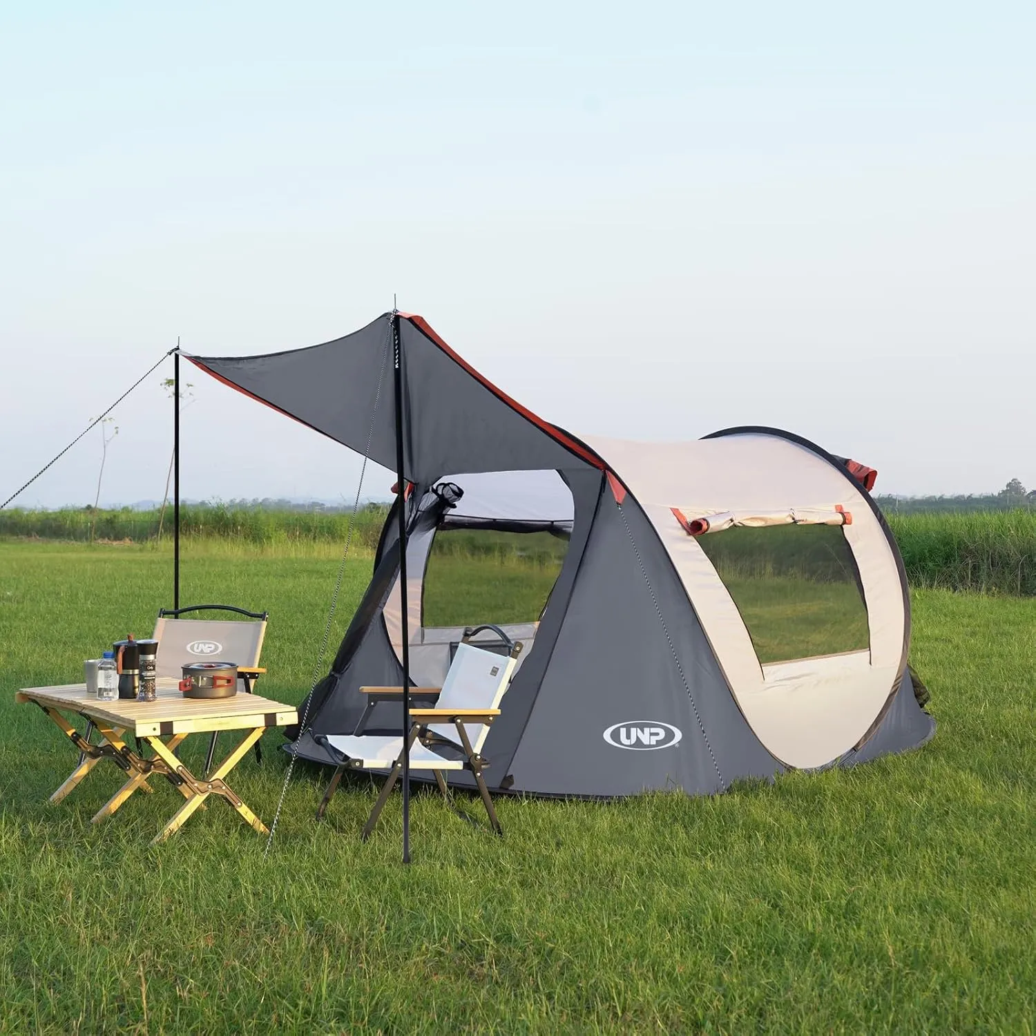 Pop-up Tent, 3 Person Camping Tent, Instant Portable Beach Tent, Easy Pop Up Shade Tents 2 Doors for Camping Hiking & Traveling with Carrying Bag