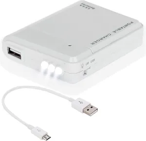 Portable AA Battery Travel Charger for Micromax Unite 2 and Emergency Re-Charger with LED Light! (Takes 4 AA Batteries) [White]