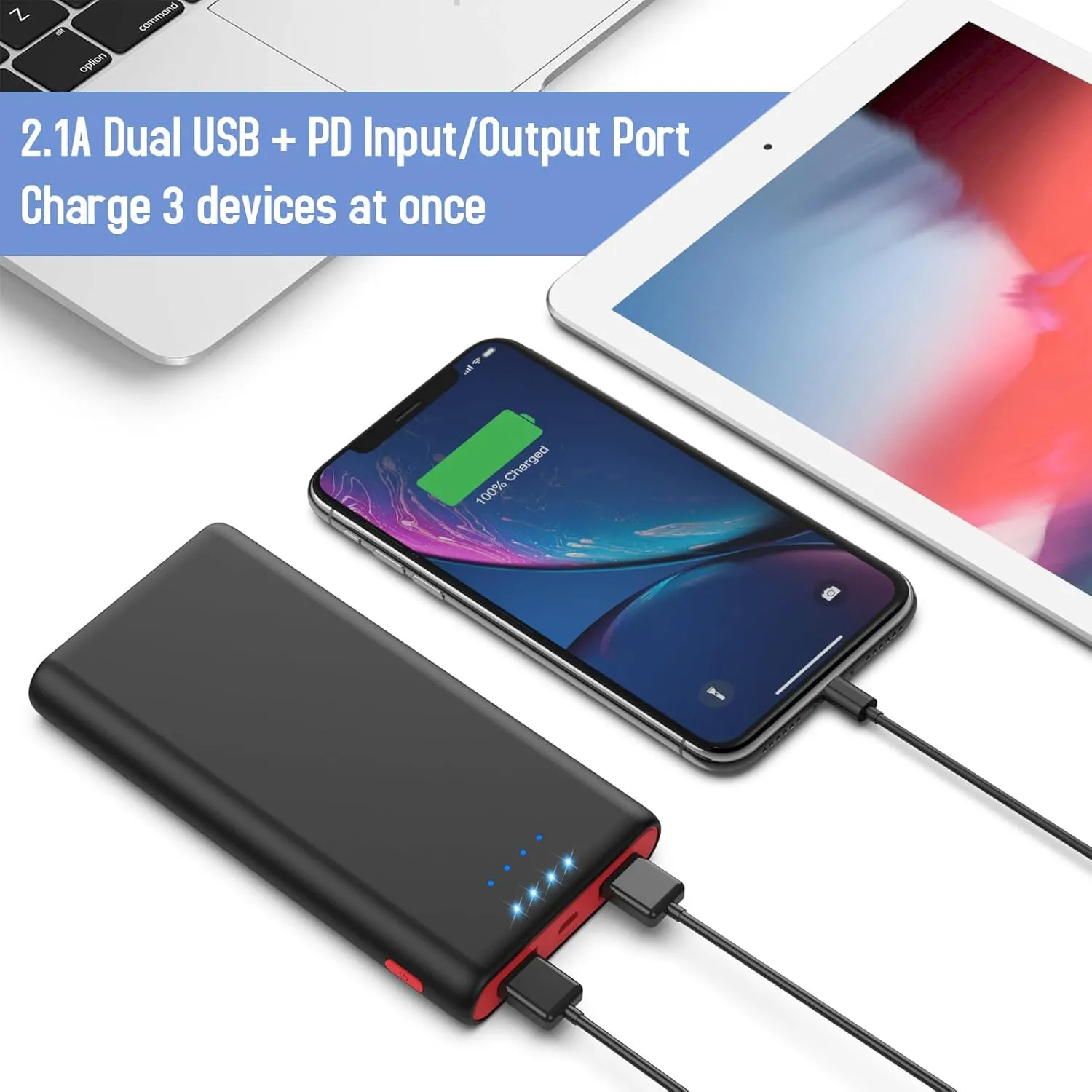 Portable Charger Power Bank 25,800mAh, 5V/3A USB C in&Out Fast Phone Charging with Intelligent Smart IC,3 USB Port External Cell Phone Battery Pack Compatible with iPhone 16 15 14,Samsung,Android etc