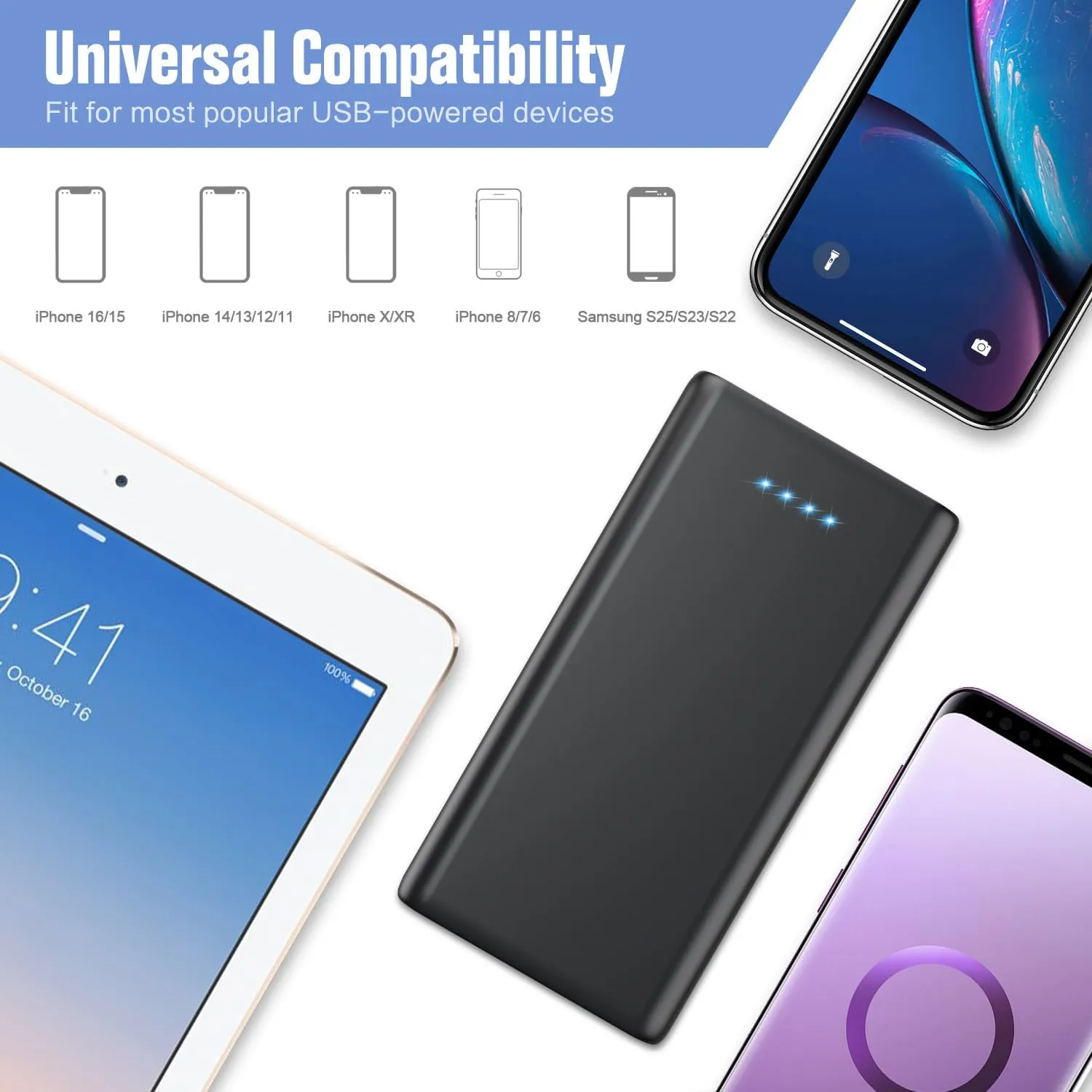 Portable Charger Power Bank 25,800mAh, 5V/3A USB C in&Out Fast Phone Charging with Intelligent Smart IC,3 USB Port External Cell Phone Battery Pack Compatible with iPhone 16 15 14,Samsung,Android etc