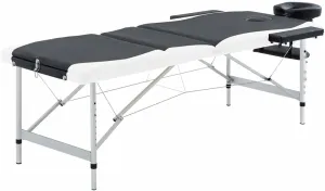 Portable Comfort with 3-Zone Foldable Massage Table, Adjustable Height & Thick Foam Padding, Black and White