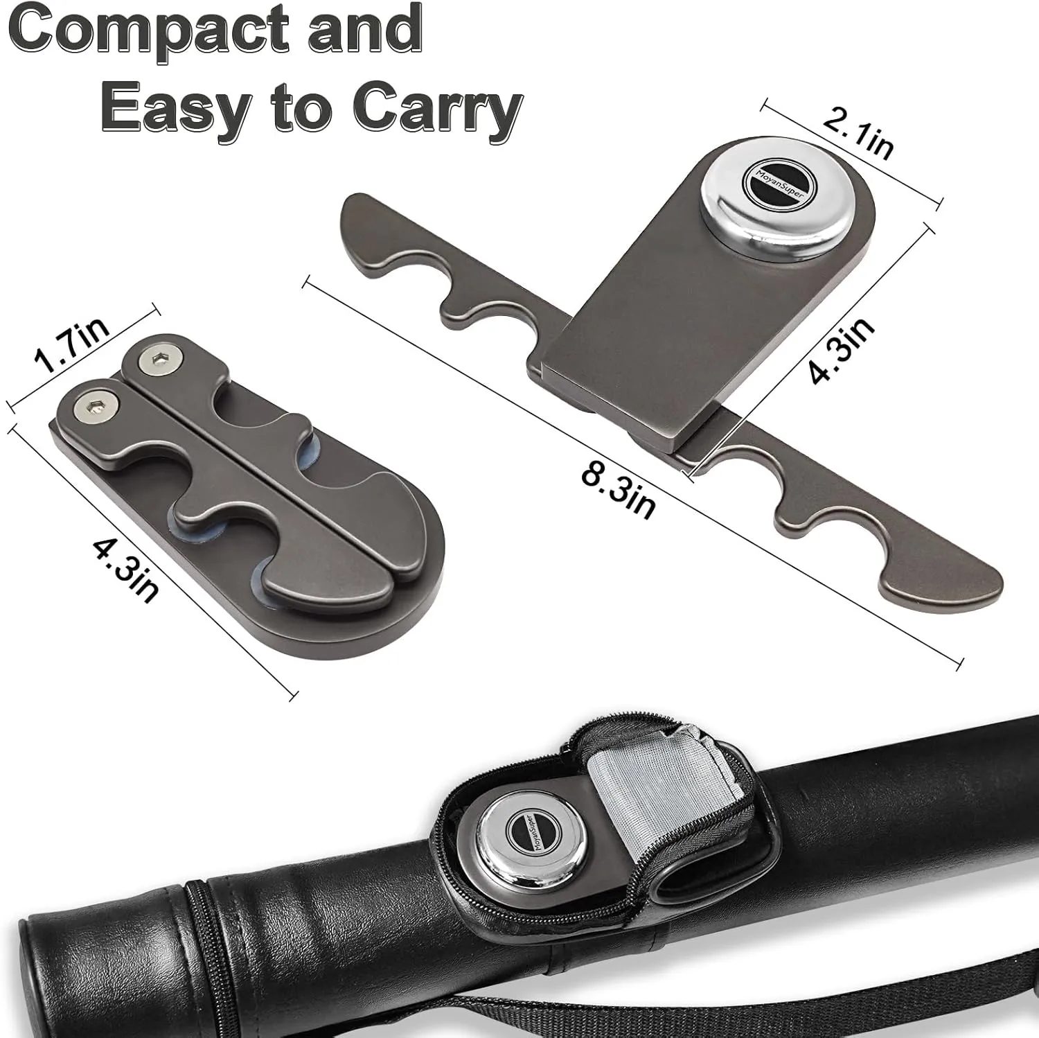 Portable Pool Stick Holder - 4-Cue Weighted Claw Holder for Billiard Table, Grey
