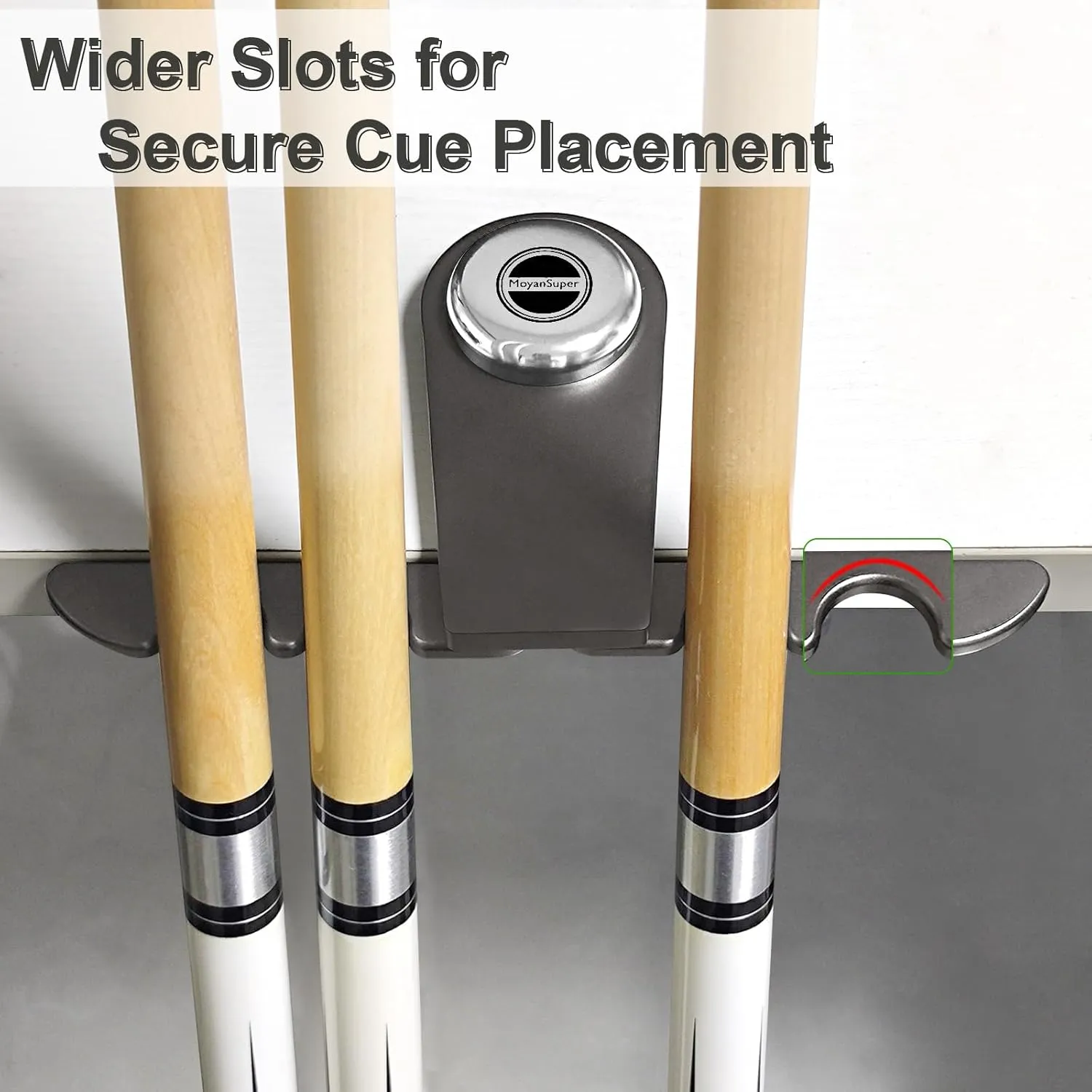 Portable Pool Stick Holder - 4-Cue Weighted Claw Holder for Billiard Table, Grey