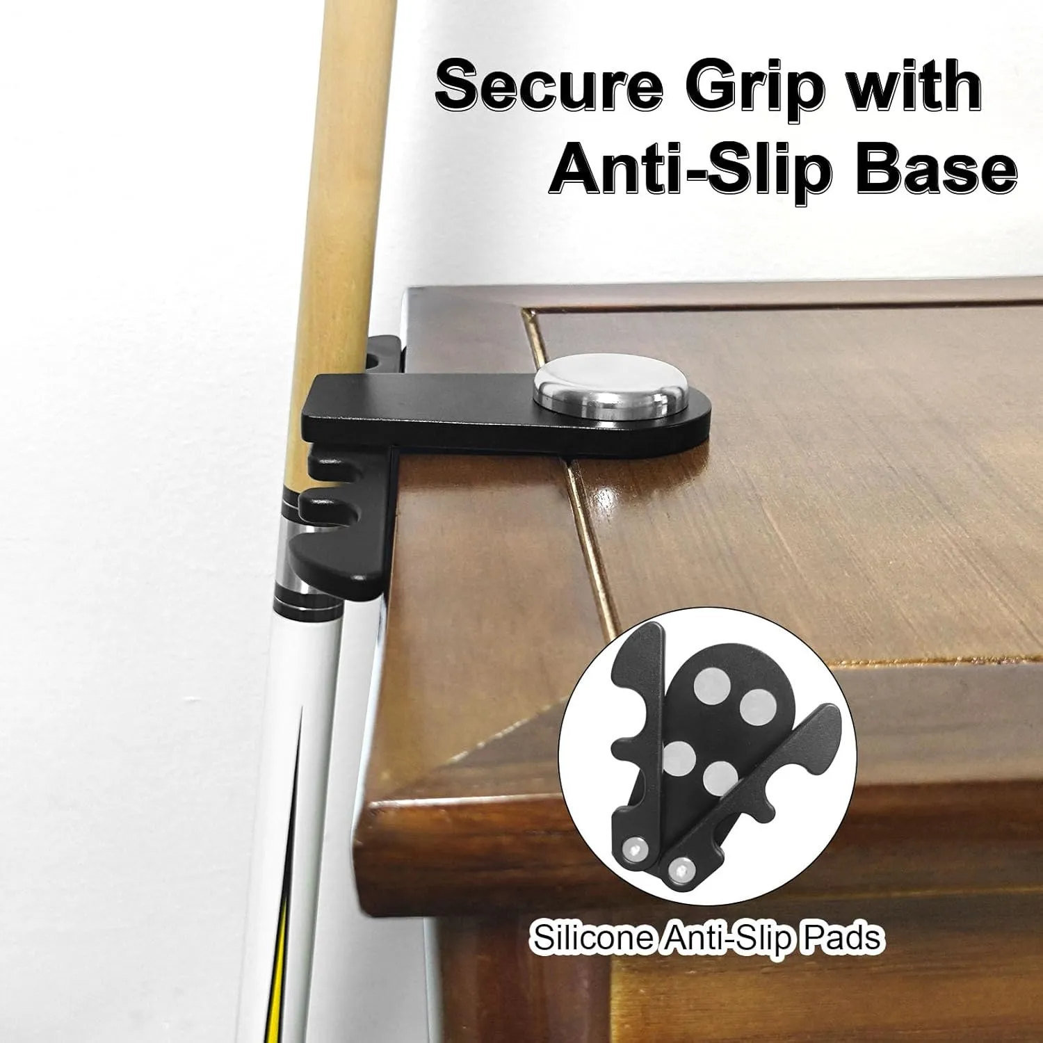 Portable Pool Stick Holder - Weighted 4-Cue Claw Holder for Billiard Table, Black