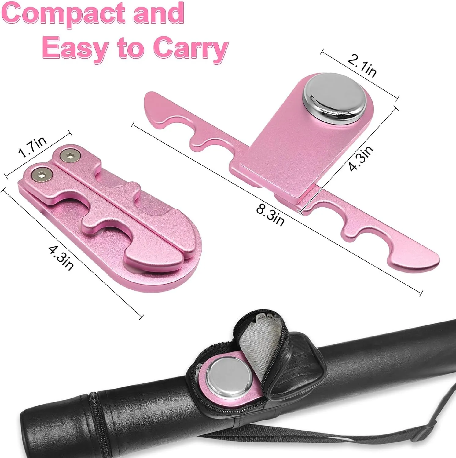 Portable Pool Stick Holder - Weighted 4-Cue Claw Holder for Billiard Table, Pink