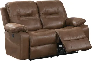 Poundex Dark Brown Breathable Leatherette Power Loveseat